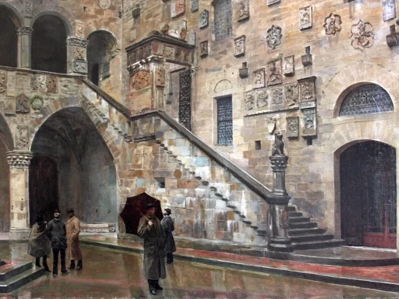 1856-Cirillo Manicardi - Il Cortile del Bargello, 1881